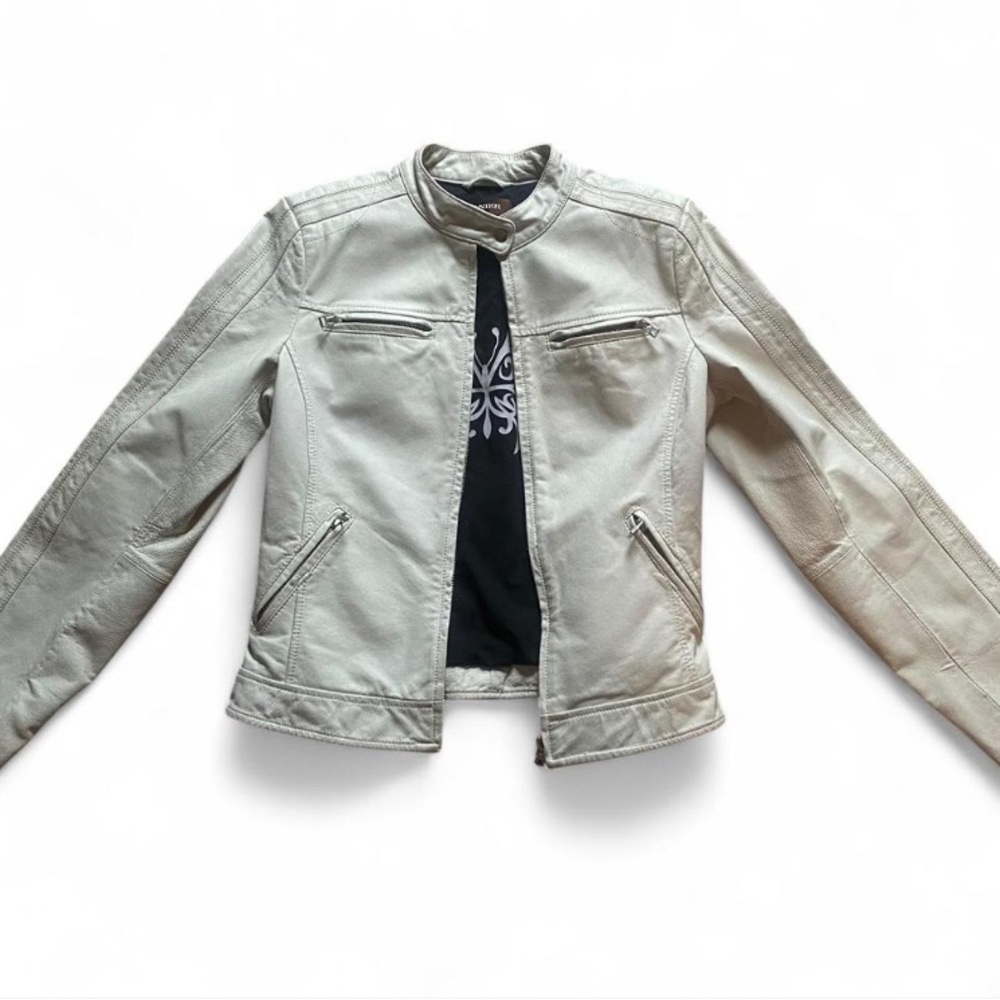 Vintage Danier Genuine Leather White Biker Jacket